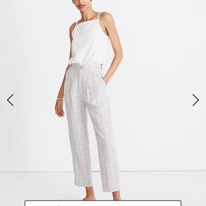 NWT Madewell Pleated Taper Wide-Leg Pants in Windowpane